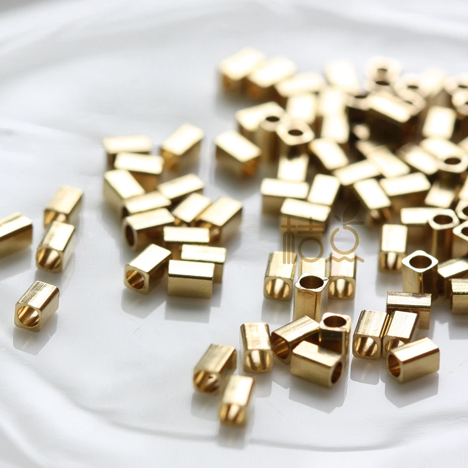 100 Pieces Solid Raw Brass Spacers - Rectangle Tube 3x2mm (4395C-Q-34)