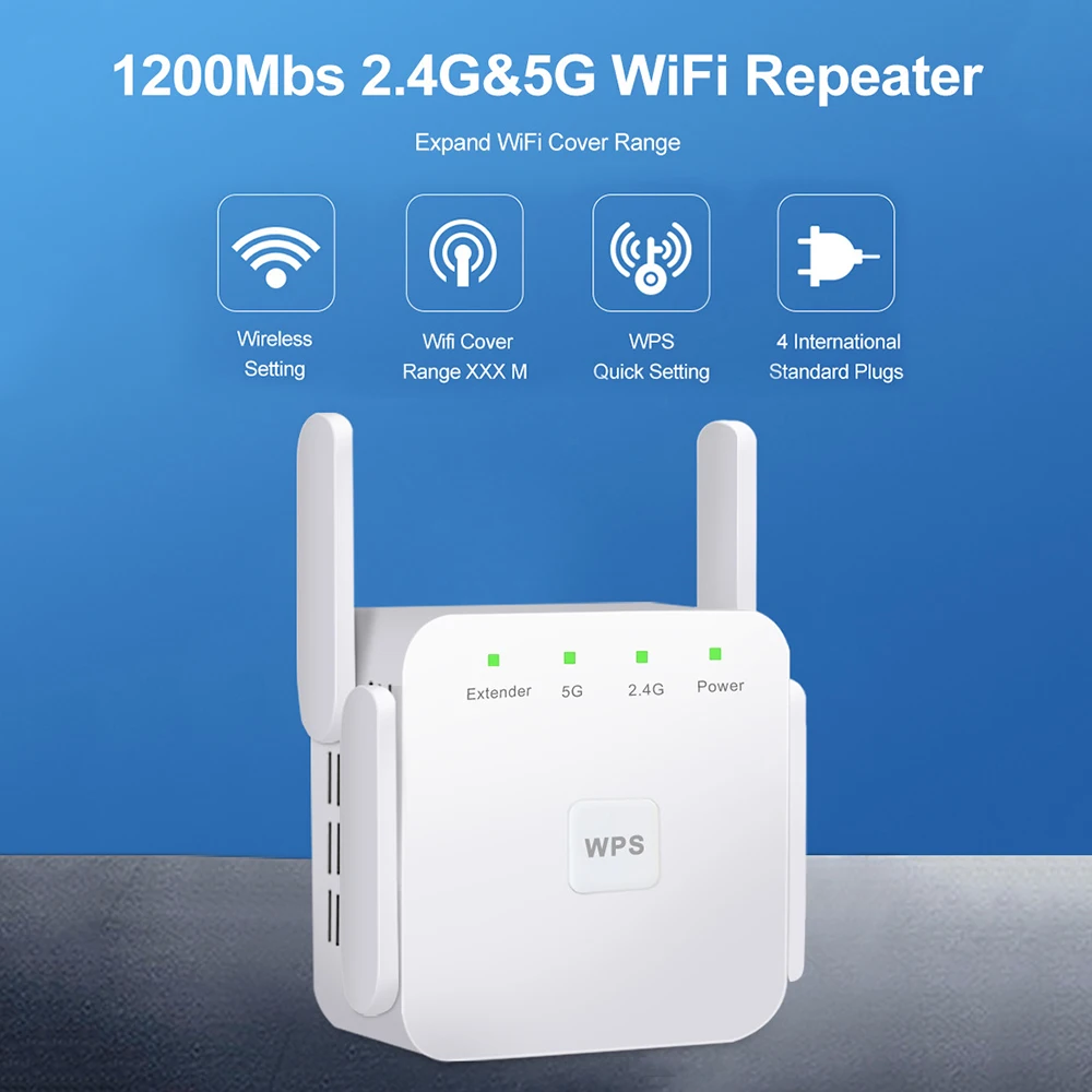 5G WiFi Repeater Wifi Amplifier Signal Wifi Extender Network Wi fi Booster 1200Mbps 5 Ghz Long Range Wireless Wi-fi Repeater