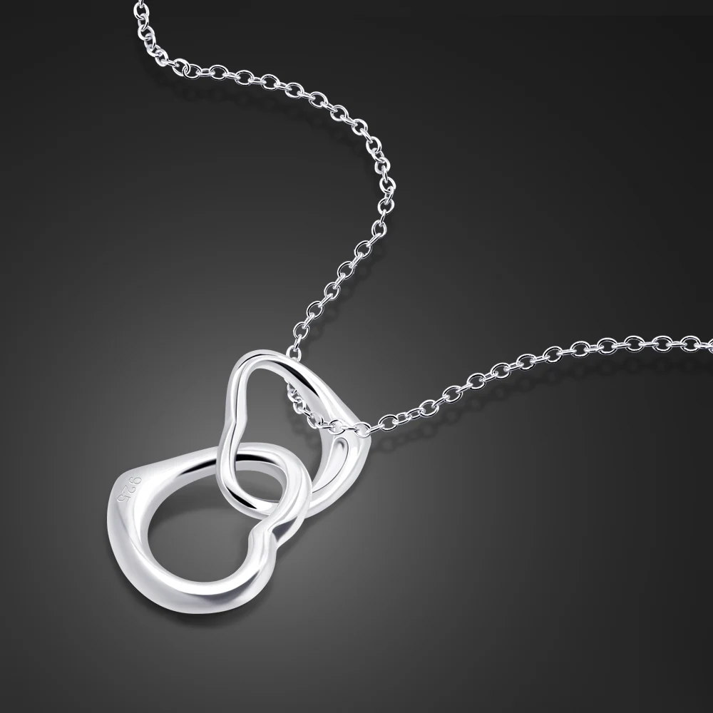 

Women's 925 Silver Necklace Heart Pendant Solid Silver Clavicle Chain High Quality Female Silver Jewelry Party Birthday Gift