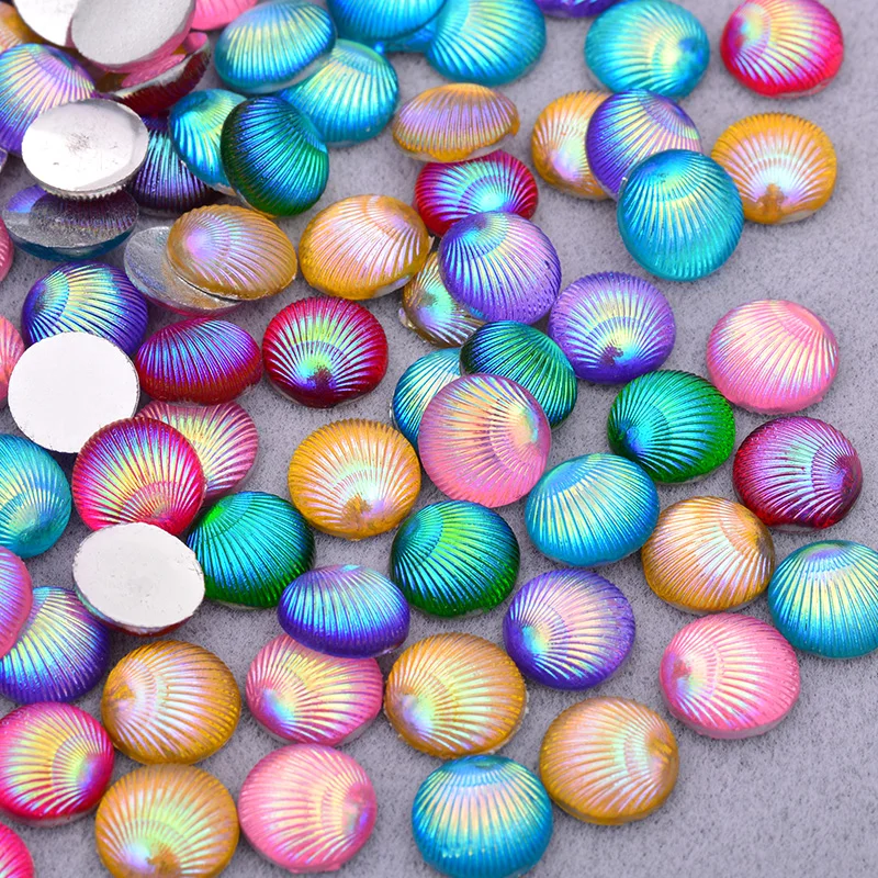 JUNAO 200pcs 7x15mm Glitter Mix Color AB Shell Rhinestone Horse Eye Resin Stones Applique DIY Decoration Crystal Stickers