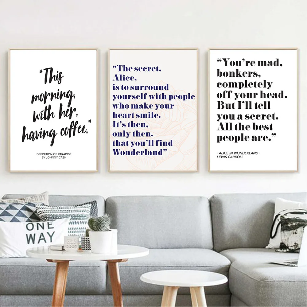 Alice In Wonderland Quote Art Print Canvas Painting Posters and Prints Wall Art Picture Modern For Living Room Home Decoration