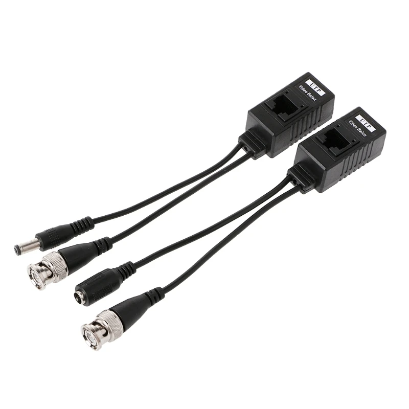 1 par bnc para rj45 potência de vídeo passiva + áudio balun transceptor para câmera cctv transporte da gota