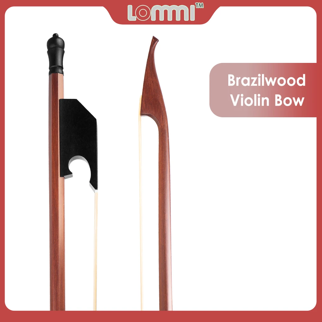 

LOMMI Vintage Baroque Style Brazilwood Bow 4/4 Ebony Frog & Fittings Nice Carved Pure White Mongolia Horsehair Bow