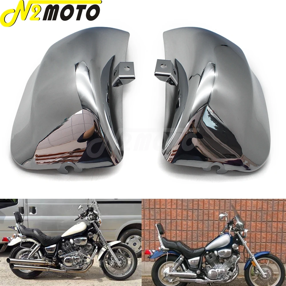 

2PCS ABS Plastic Motorcycle Accessories Chrome Side Fairing Battery Cover Protector For Yamaha Virago XV535 XV400 XV 535 XV 400