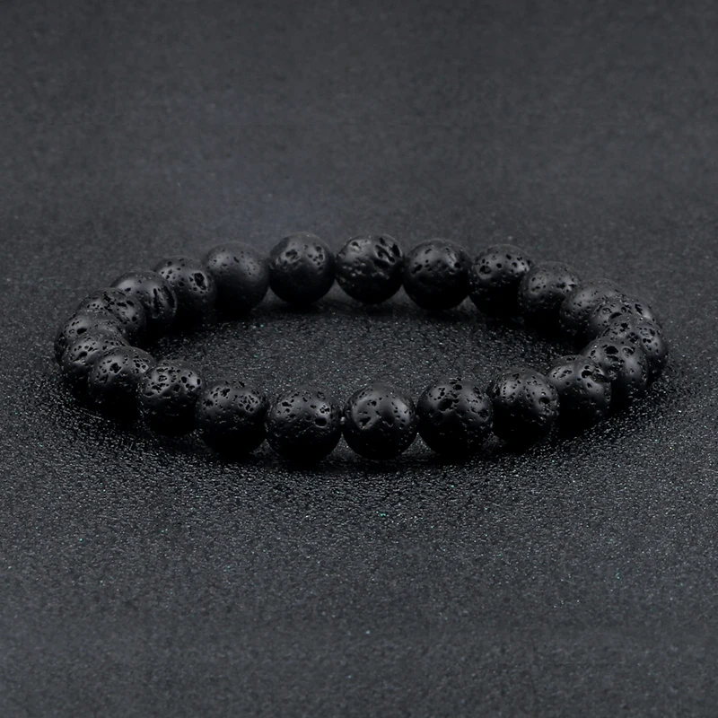 6mm 8mm 10mm Natural Volcanic Stone Beads Bracelets Black Lava Men Bracelet Aromatherapy Essential Oil Diffuser Bangle for Women