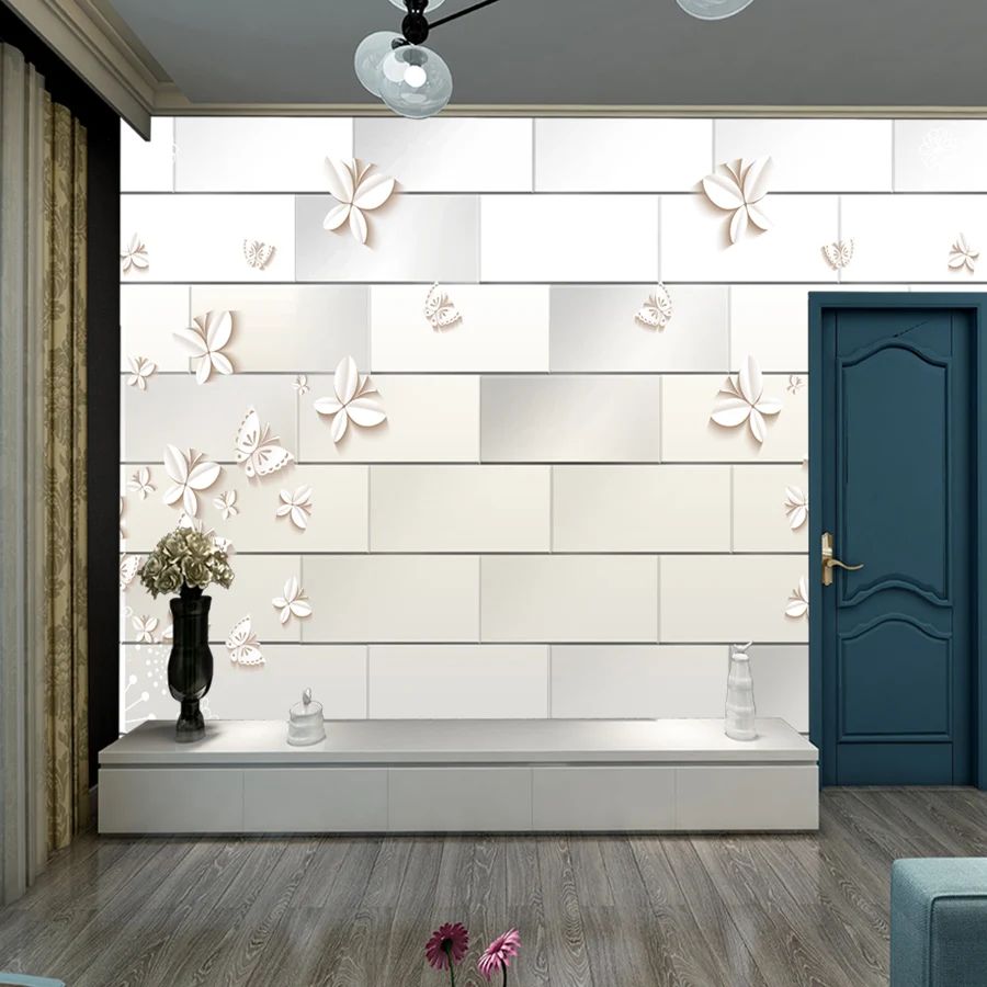 Custom elf Adhesive Optional Furniture Murals Butterfly Brick Walls Wallpapers for Living Room Background Papers Home Decor Roll