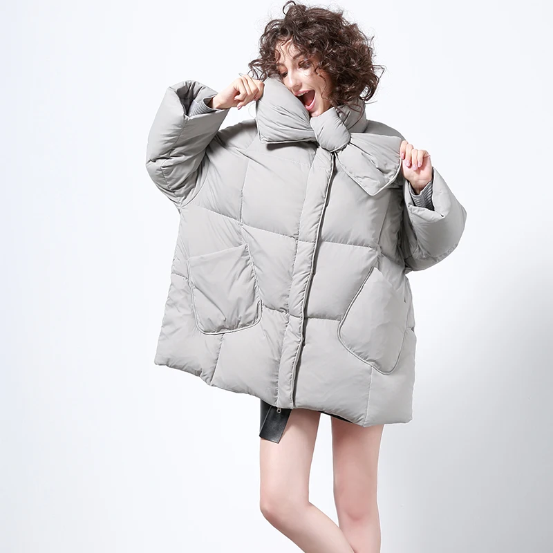 90% white duck down coat winter duck down scarf style coat thicker warm great quality bat sleeve oversize warm coat F214