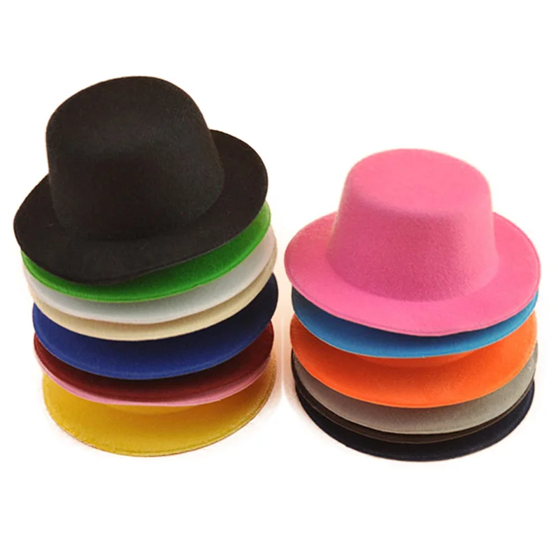 10pcs/lot Mini Top Hat for Children Fascinator Millinery Hat Base Solid Man Women Hen Party Dance Hat DIY Craft Headpiece