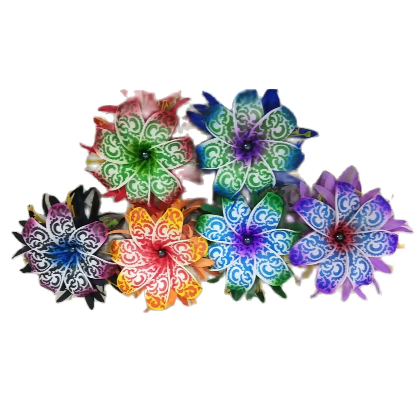 

MIXED COLOR Free Shipping 50pcs/Lot HC00072 6Colors 13CM Foam Tiare Hair Claw W Velvet Spide Lily Leaves Hawaii Tropical Hula