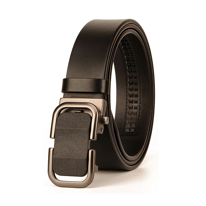 SLIGOLEEE Men Belt Genuine Leather Automatic Buckle Luxury Brand Male Belts Black Strap Original Natural Cowskin Belts