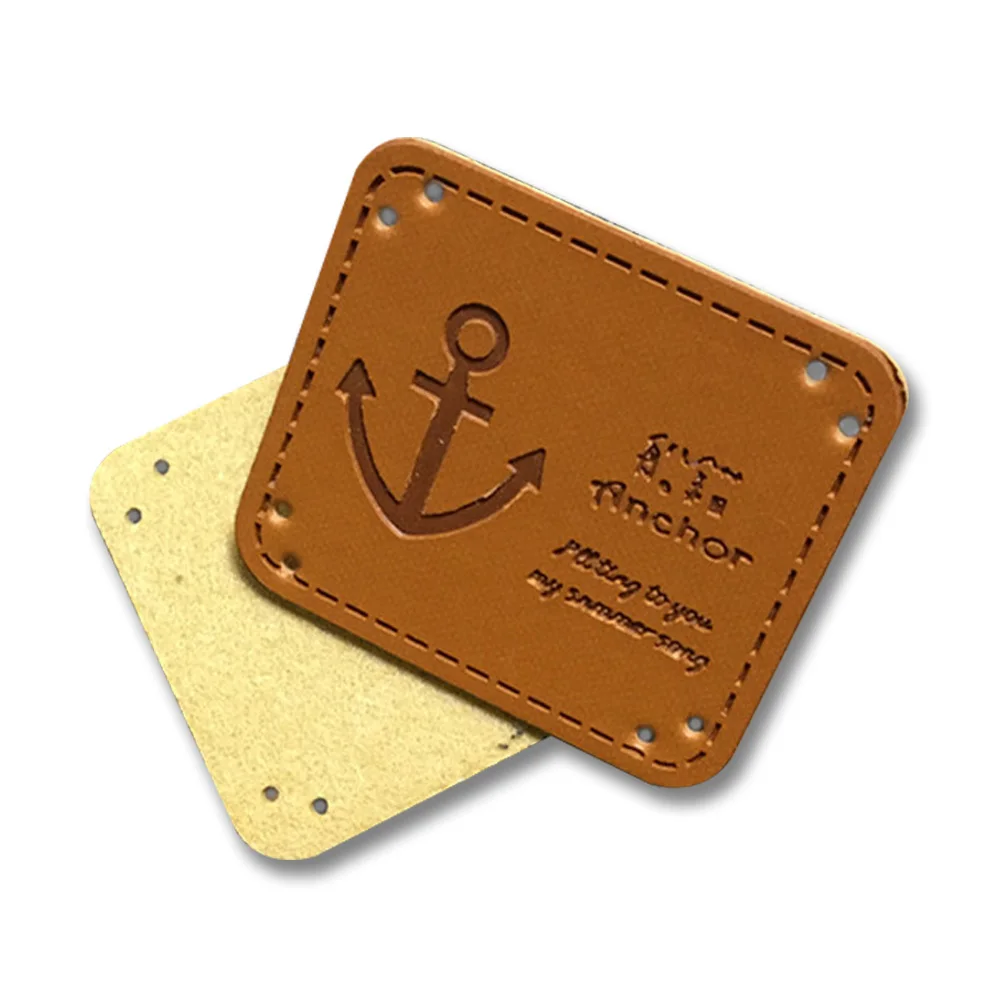 4 Options Anchor Logo Handmade Labels for Clothing Leather Patches for Hand Work Gift Label Needlework Tags Hand Made Sewing Tag