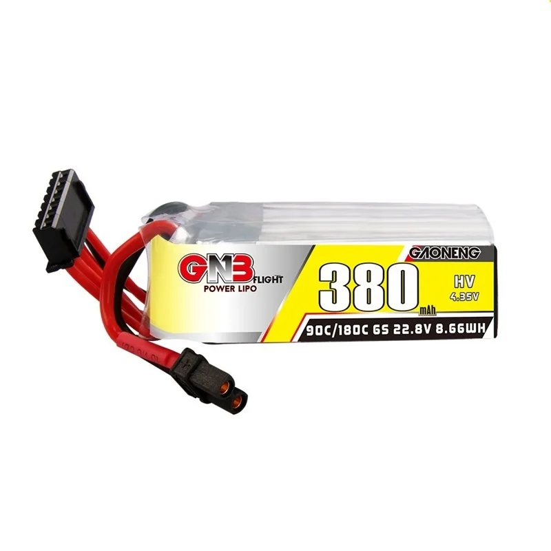 1-5PCS Gaoneng GNB 6S 22.8V 380mAh 90C/180C HV Lipo Battery XT30U-F Plug for FPV Racing Drone RC Models Multicopter Frame parts