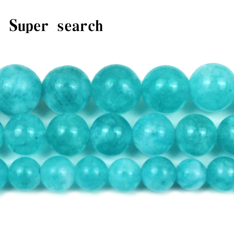 Natural Peru Amazonite Stone Beads 6/8/10mm Round Loose Translucent Chalcedony For Jewelry Making DIY Bracelet Necklace 15''