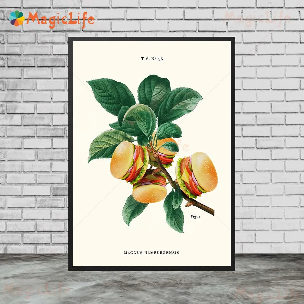 Plant And Delicacy Abstract Wall Art Canvas Painting Plants That Grow Pizza Food Art Poster And Prints For Kitchen Hotel Decor