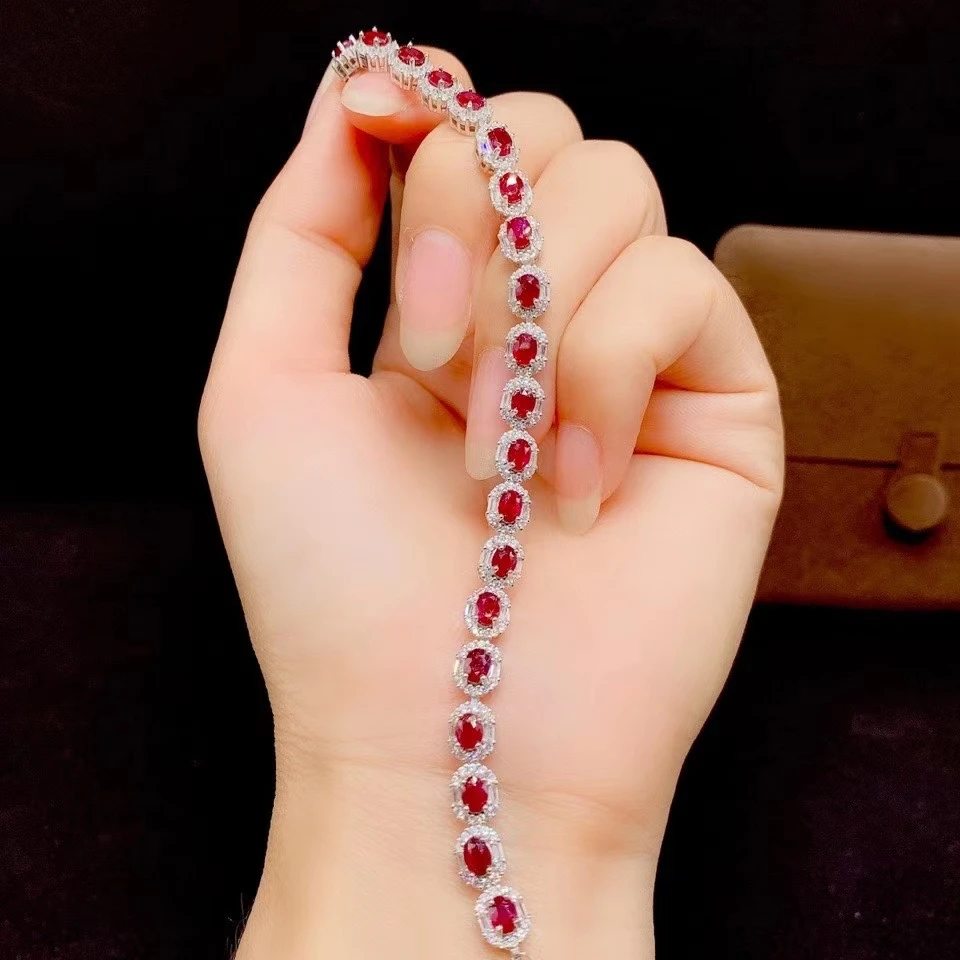 

KJJEAXCMY fine jewelry S925 sterling silver inlaid natural ruby new Girls vintage hand Bracelet Support test Chinese style