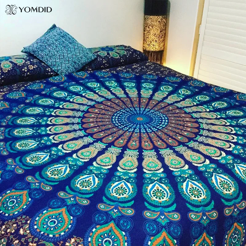 Indian Mandala Tapijt Muur Opknoping Multifunctionele Tapestry Boho Gedrukt Sprei Cover Yoga Mat Deken Picknick Doek