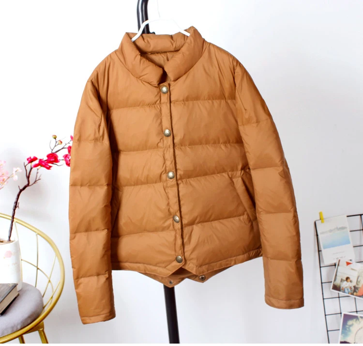 Schinteon Women White Duck Down Jacket Baseball Coat Casual Autumn Winter Short Outwear for Female Fashion