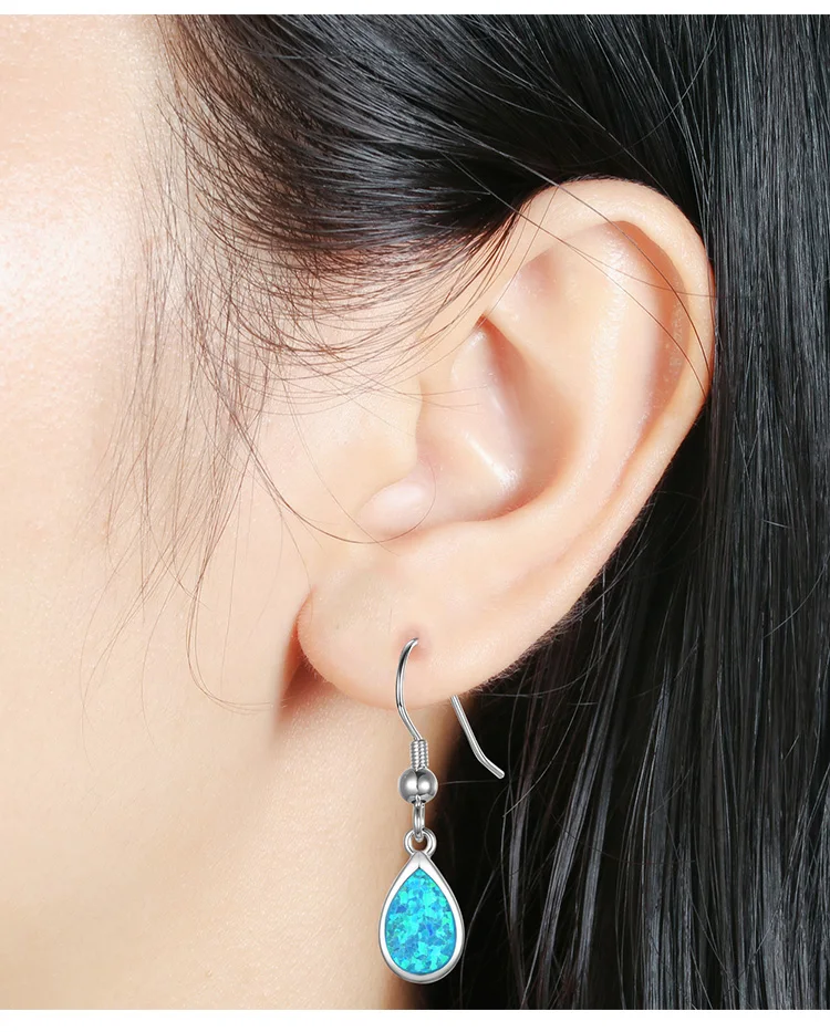 925 Sterling Silver Opal Natural Stone Earrings Women Korean Long Silver 925 Earrings Fashion 2020 Drop Wedding Jewelry