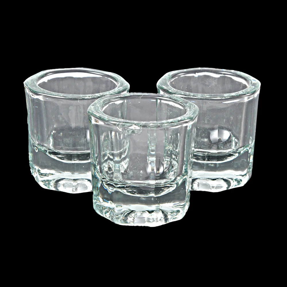 2Pcs Crystal Glass Acryl Acryl Poeder Liquid Nail Cup Dappenglaasje Deksel Bowl Cup Houder Apparatuur Nail Gereedschap Nail producten