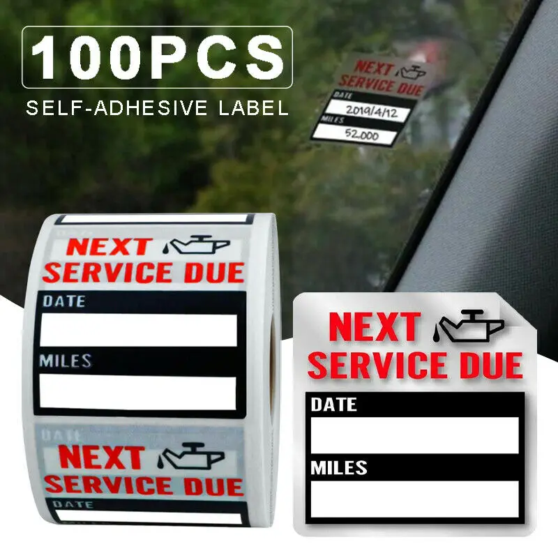 2024 Oil Change Maintenance Service Reminder Stickers Window Rectangle Adhesive Labels Stickers 