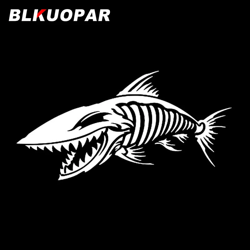 BLKUOPAR for Skeleton shark Car Stickers Creative Occlusion Scratch Sunscreen Decals Vinyl Die Cut Motorcycle Car Door Protector