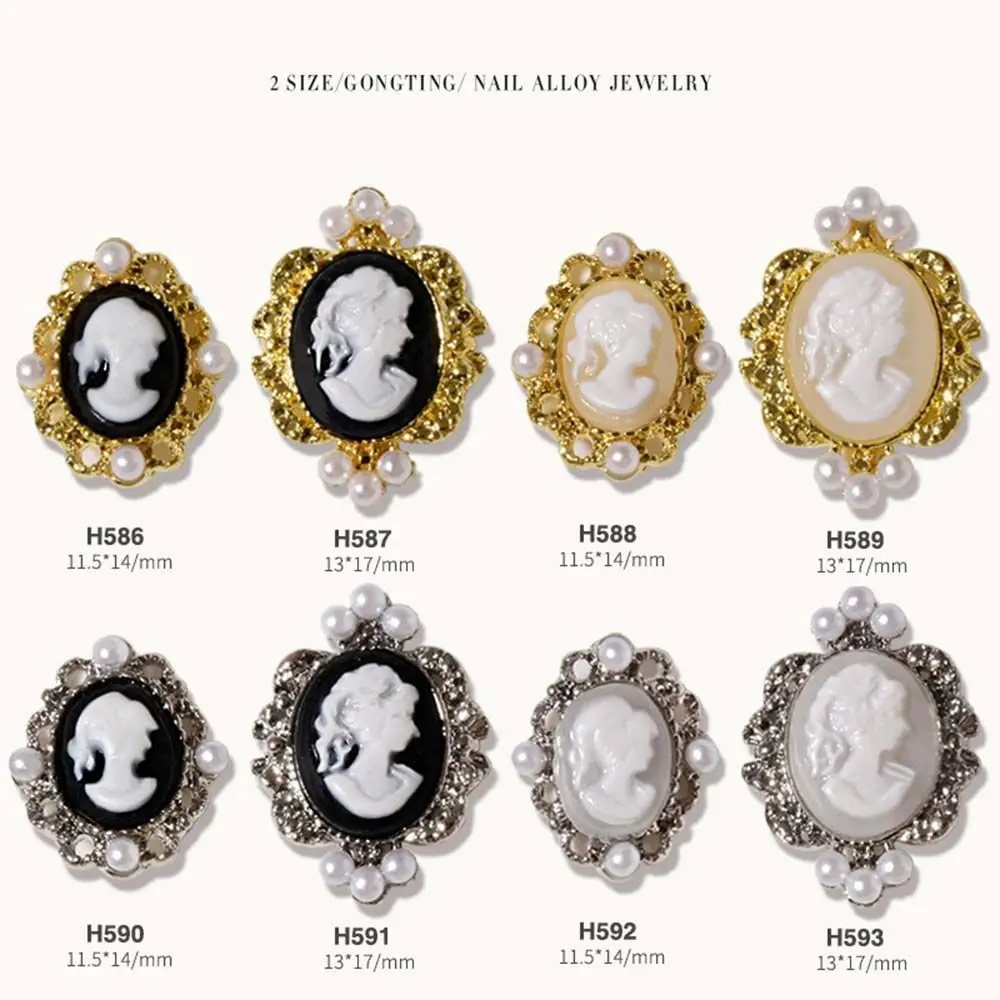 金属日本デザインパールビューティーヘッド高級レトロマニキュアネイルアートラインストーン DIY ネイルデコレーションビューティーヘッド装飾品