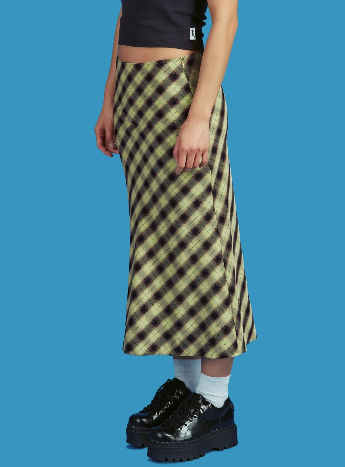 2021 Summer Y2K E-Girls Streetwear Vintage 90s Plaid High Waist Brown Midi Skirts Indie Aesthetics Printing A-Line Long Skirt