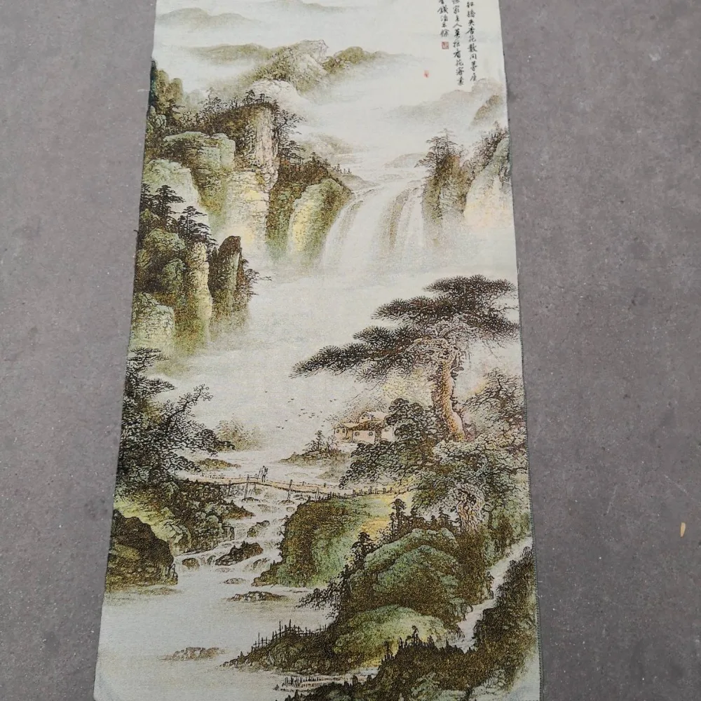 

China Old Silk Like Hanging Painting Embroidery Landscape Painting Long 120cm