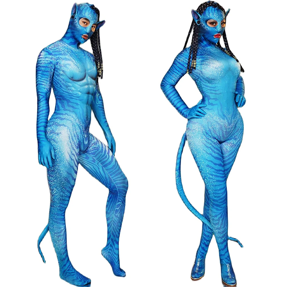 

Women Men Avatar Jumpsuits Costume Role Playing Tights Stretch Drag Queen Outfit Halloween Nightclub Dance Show Wear 2023