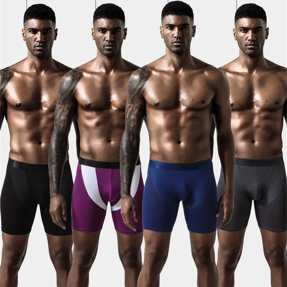 2pcs/Lot underpants leg up long boxer shorts man underwear panties for men pouch male trunks mesh calzoncillo hombre sexy boxers