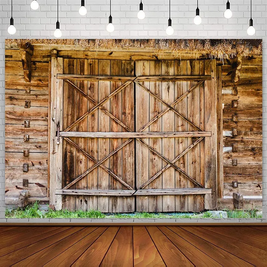 Wooden Door Backdrop Rural Farm Retro Old Barn Newborn Portrait Photography Studio Background Photophone Photozone Decor