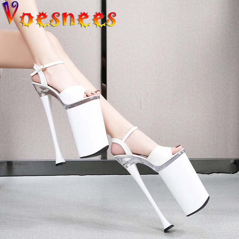 Summer Slippers for Women Large Size Female Patent Leather Super High Heels 26cm New 2021 Platform Thin Heel Slides Sandals Lady