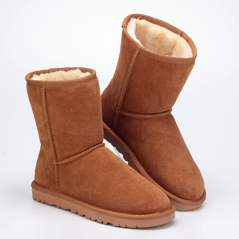 Botas de nieve de piel auténtica para Mujer, botines australianos de alta calidad, cálidos, invierno, 100%