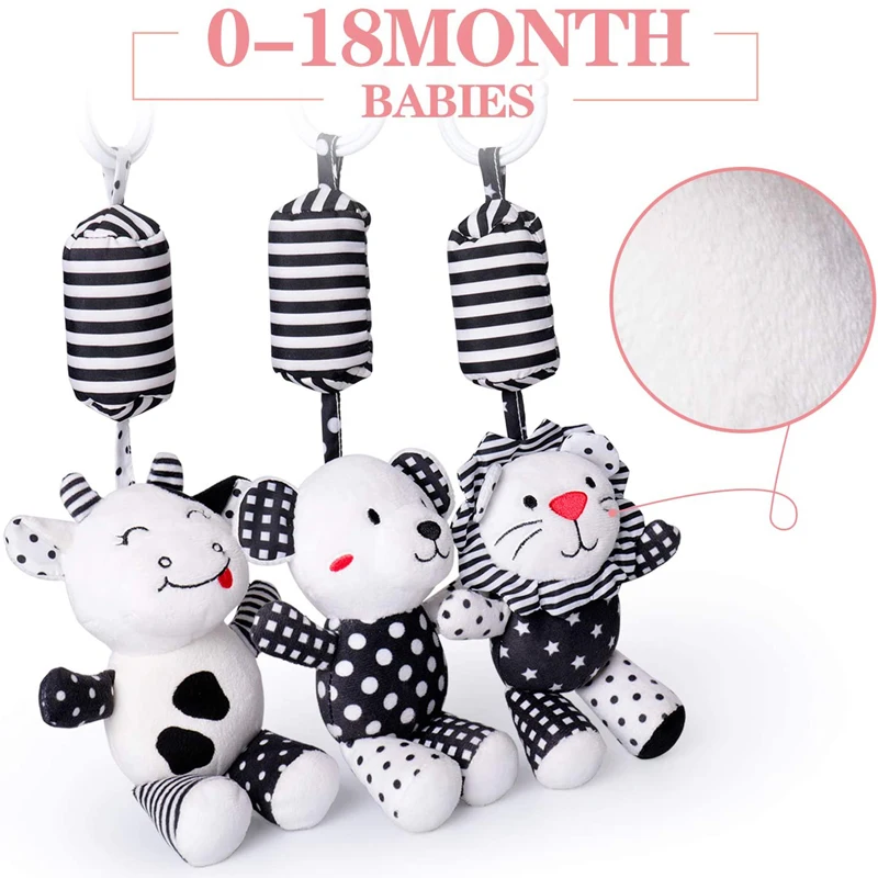 Baby Toy Cartoon Animal Stuffed Hanging Rattle Toy Bed Bell Soft Plush Toy with Wind Chimes Birthday Gift for Newborn 0-18 Month