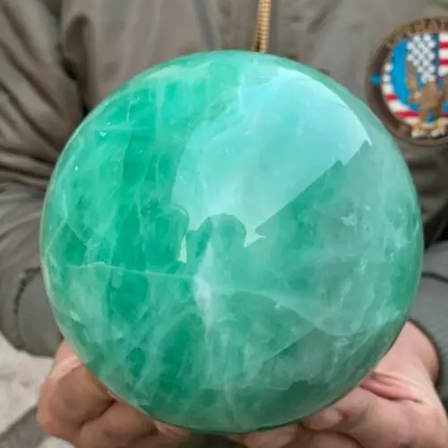 200mm  Natural Green Fluorite Ball Quartz Crystal Healing Sphere Reiki Stone 06