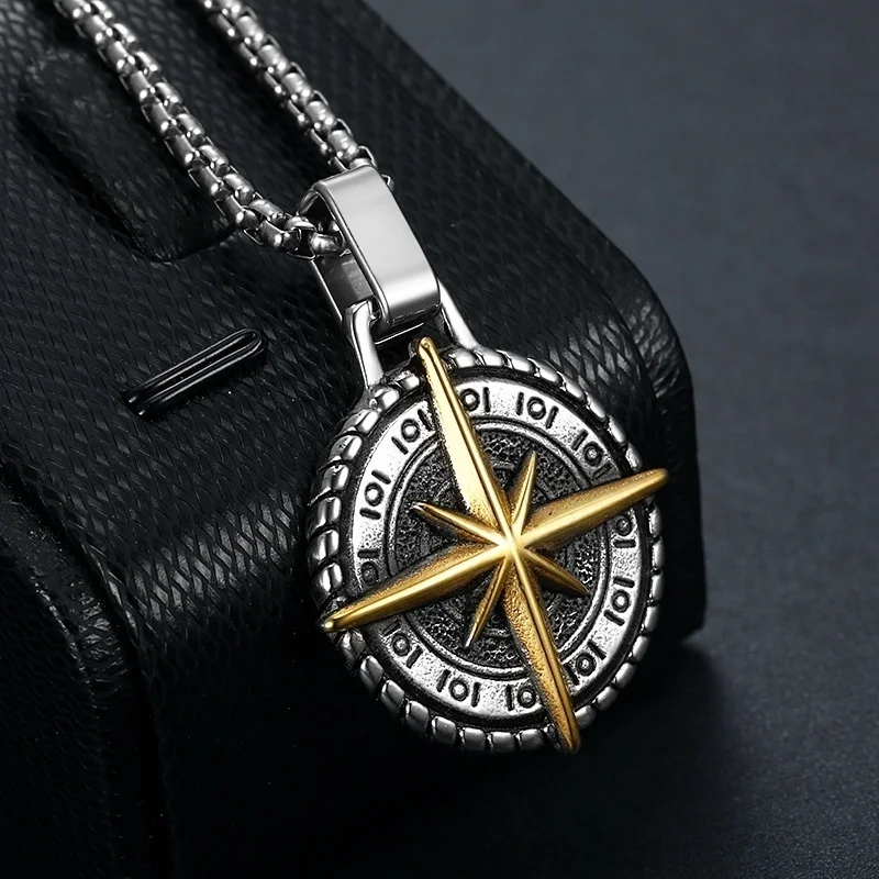 Trendy Vintage Round Cross Pendant Charm Men's Necklace New Fashion Religious Jewelry Accessories Party Gift Dropshipping