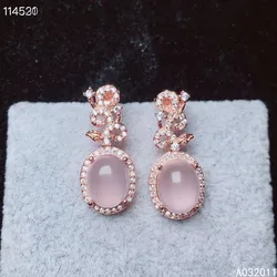 KJJEAXCMY Fine Jewelry 925 sterling silver inlaid natural Rose Quartz female earrings Ear Studs popular support detection