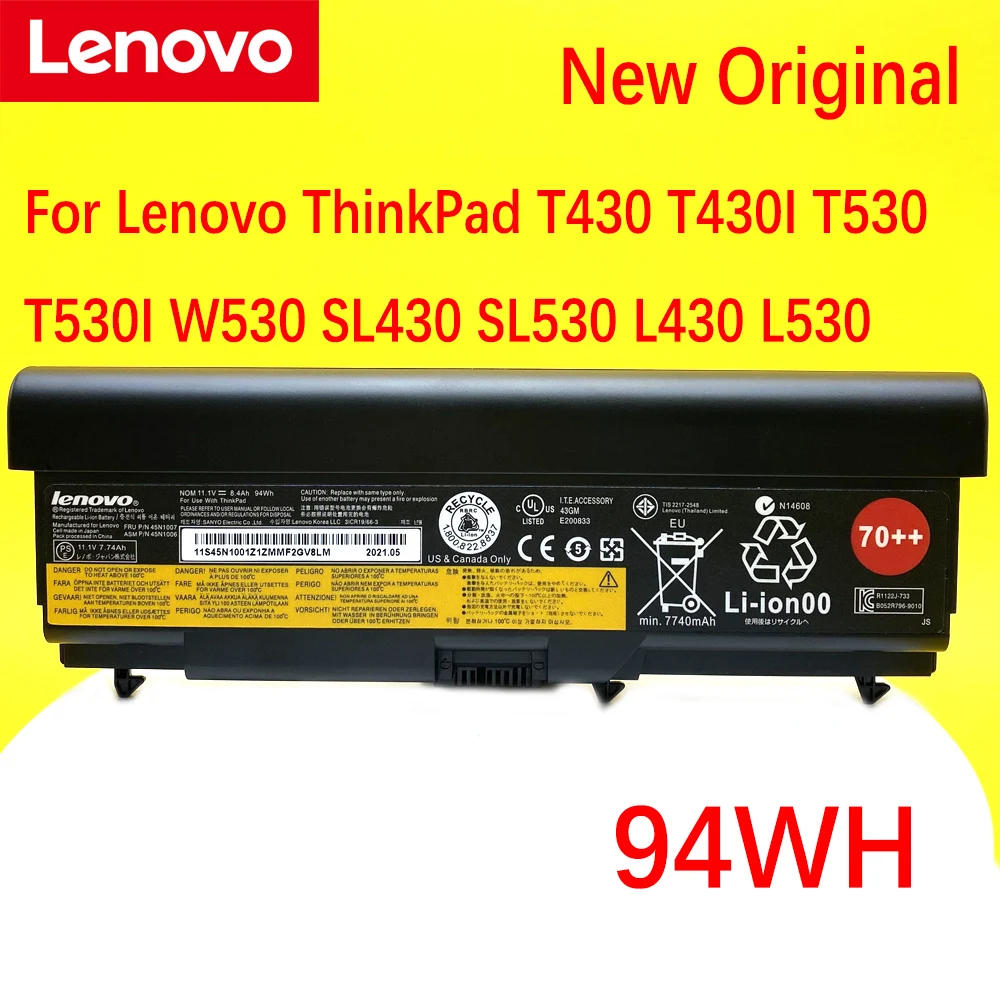 

NEW Original for Lenovo ThinkPad T430 T430I T530 T530I W530 SL430 SL530 L430 L530 45N1104 45N1105 45N1013 Laptop Battery