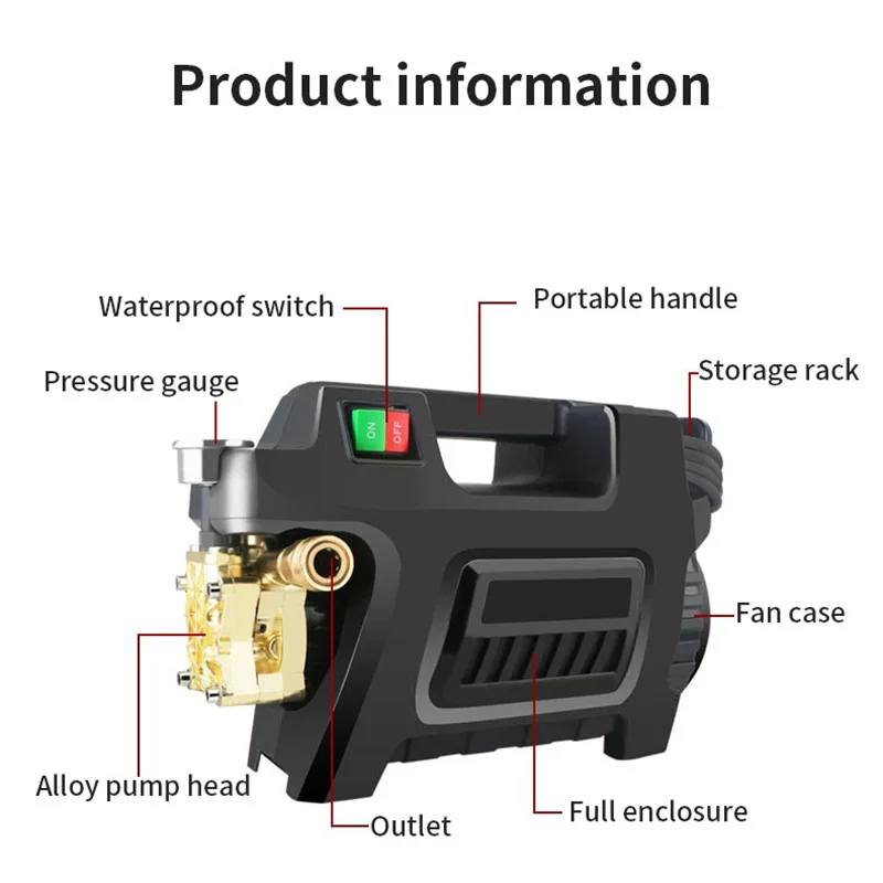 110V/220V Powerful Car Washer Portable Washing Machine Water Pump Tornador Foam Generator Car Wash Gun Water Pressure Cleaning