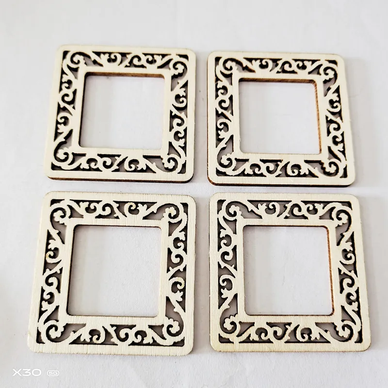 10PCS Unfinished Wood Photo Frame Slices Blanks Wooden Crafts DIY Scrapbooking for Crafts Coasters Painting Ornaments