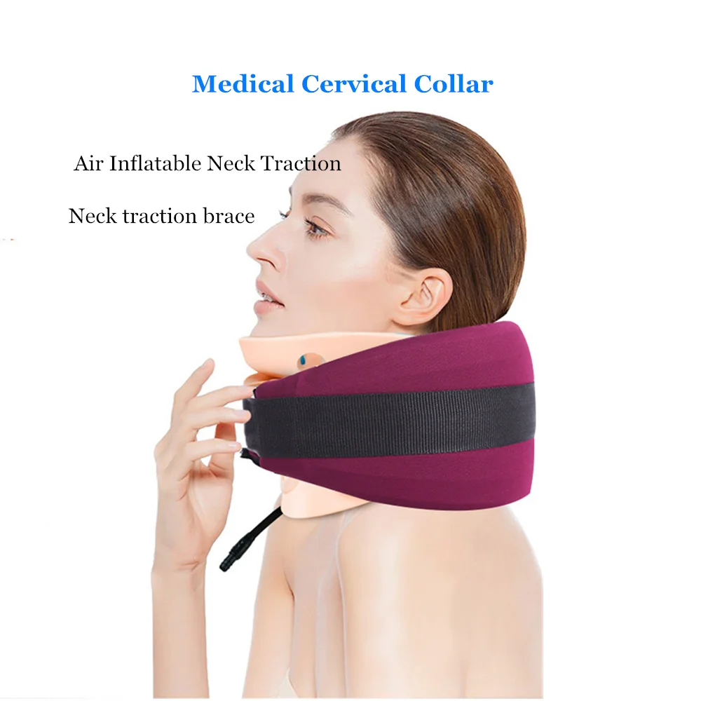 Inflatable Neck Tractor Kit Neck Pillow Cervical Vertebra Tractor Neck Pain Relief Home Stretching Massage Orthosis Braces Tool