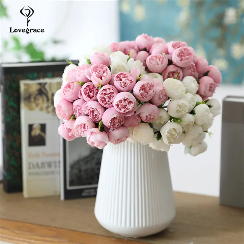 

Autumn 27 Heads/Bundle Small Tea Roses Bouquet Artificial Flowers Silk Roses DIY Wedding Home Christmas Decor Flowers Rose Gifts