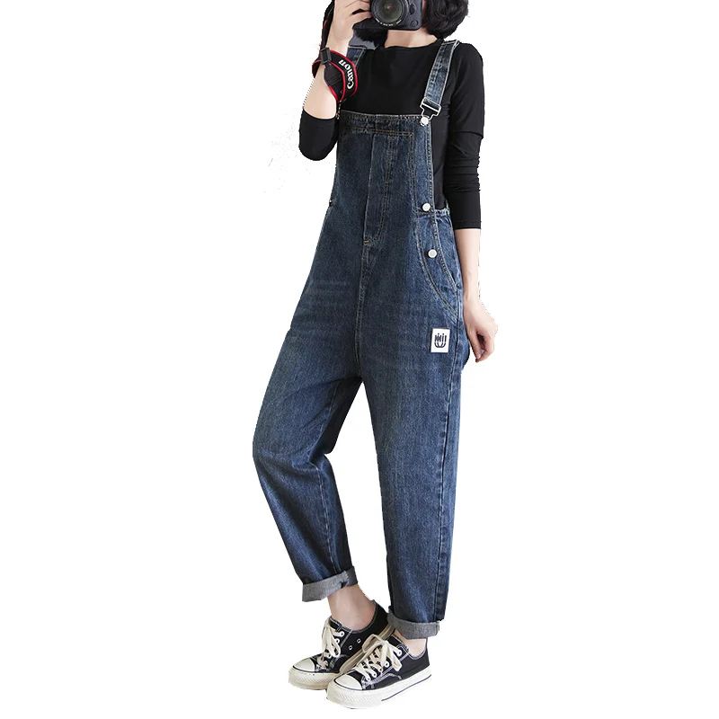 2022 New Spring Autumn Denim Overalls Female Korean Loose High-Waisted Pants Slim All-Match Cowboy Trousers Women Fried Street