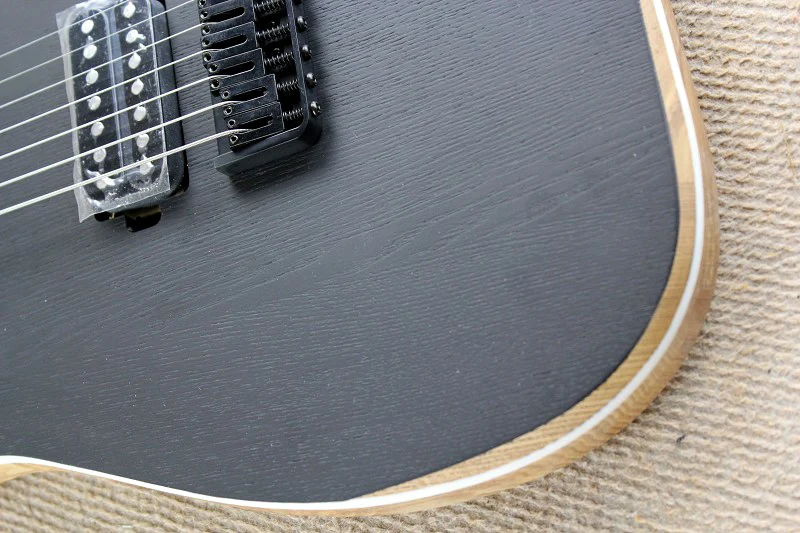 7 Strings Matte Black Electric Guitar with Humbuckers Pickups,24 Frets,Rosewood Fretboard without Inlay