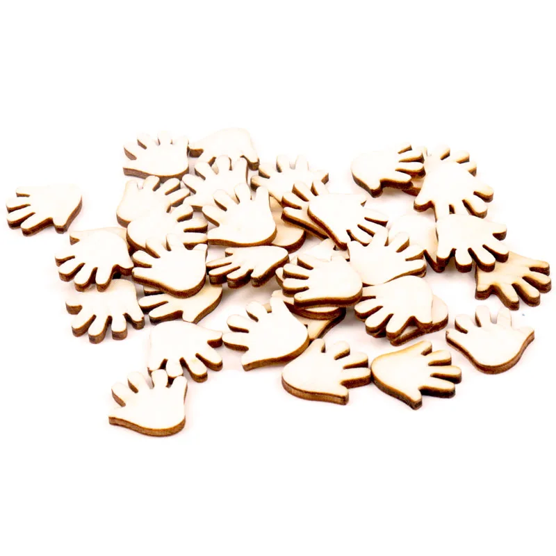 Natural Wood Color Hand Wooden Pattern Scrapbooking Craft For Embellishments Handmade DIY Handicraft Decoration 20mm 30pcs