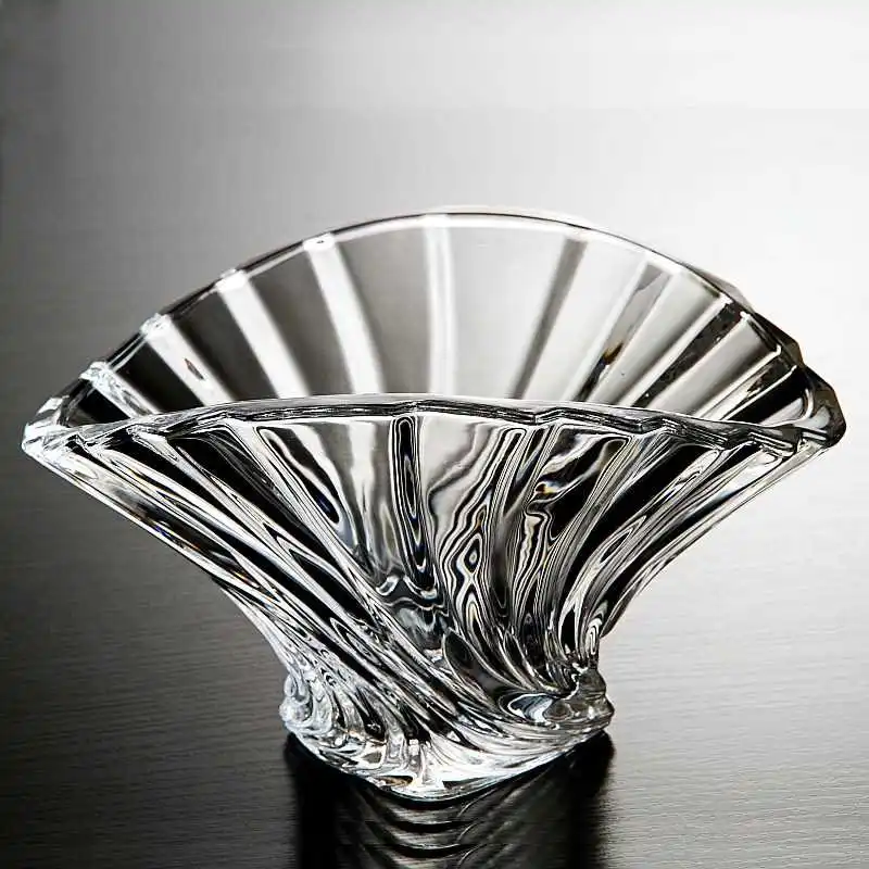 Shell Shaped Crystal Glass Fruit Bowl Decorative Glass Candy Bowl Snack Organizer Living Room Tableware Party Serving Glassware