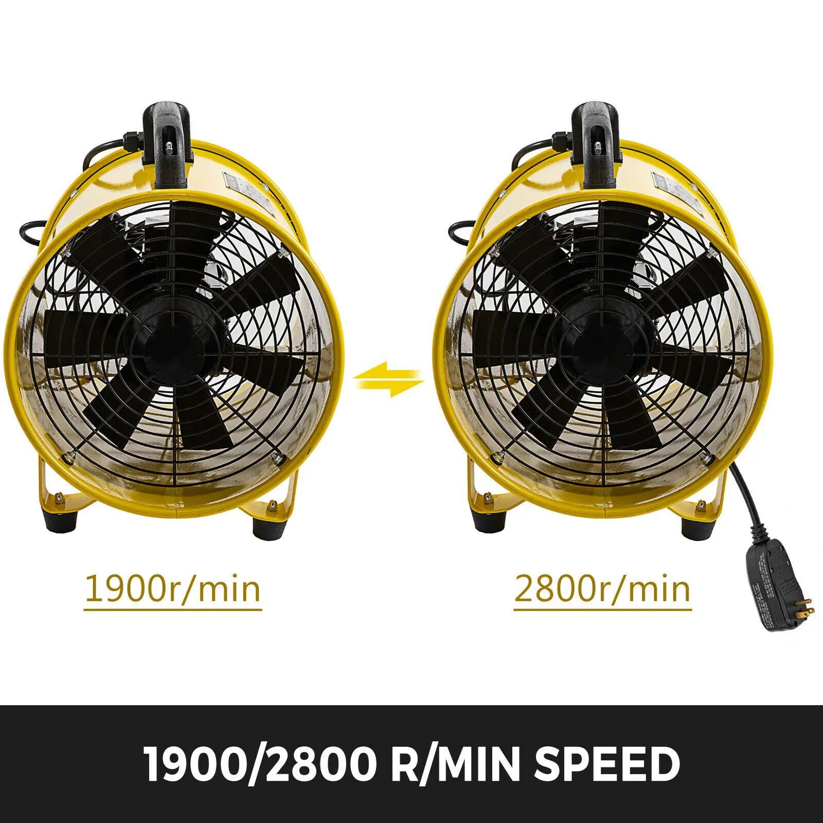 Ventola di ventilazione portatile VEVOR 12in 16in Utility Blower con tubo flessibile del ventilatore da 5 metri per aree di accesso limitate fabbriche di spazi per gattonare