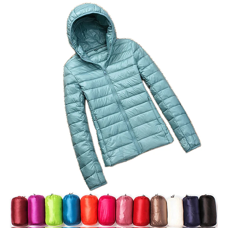 2024 New Casual 90% Ultra Light White Duck Down Jacket Women Autumn Winter Warm Coat Lady Jackets Female Hooded Parka