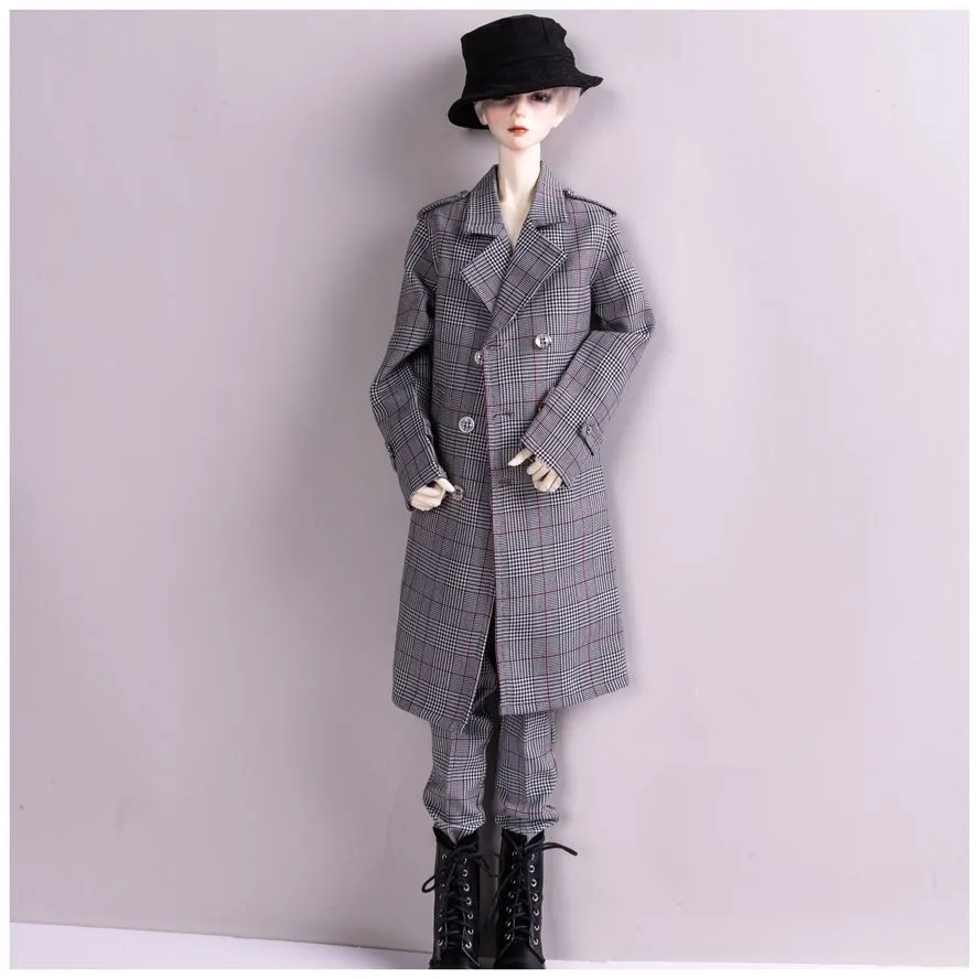 BJD doll clothes are suitable for the 1/3 1/4 SD17 Uncle size fashionable new suit plaid coat + pants heroic windbreaker 2 sets