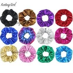 Furling Girl 1 PC Faux Leather Shiny Hair Scrunchies Hair Ties Ponytail Holder for Women Hair Accessories Elastic Hair Bands